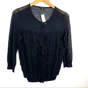 Ann Taylor | Black Cardigan With Ruffles Light Small New!